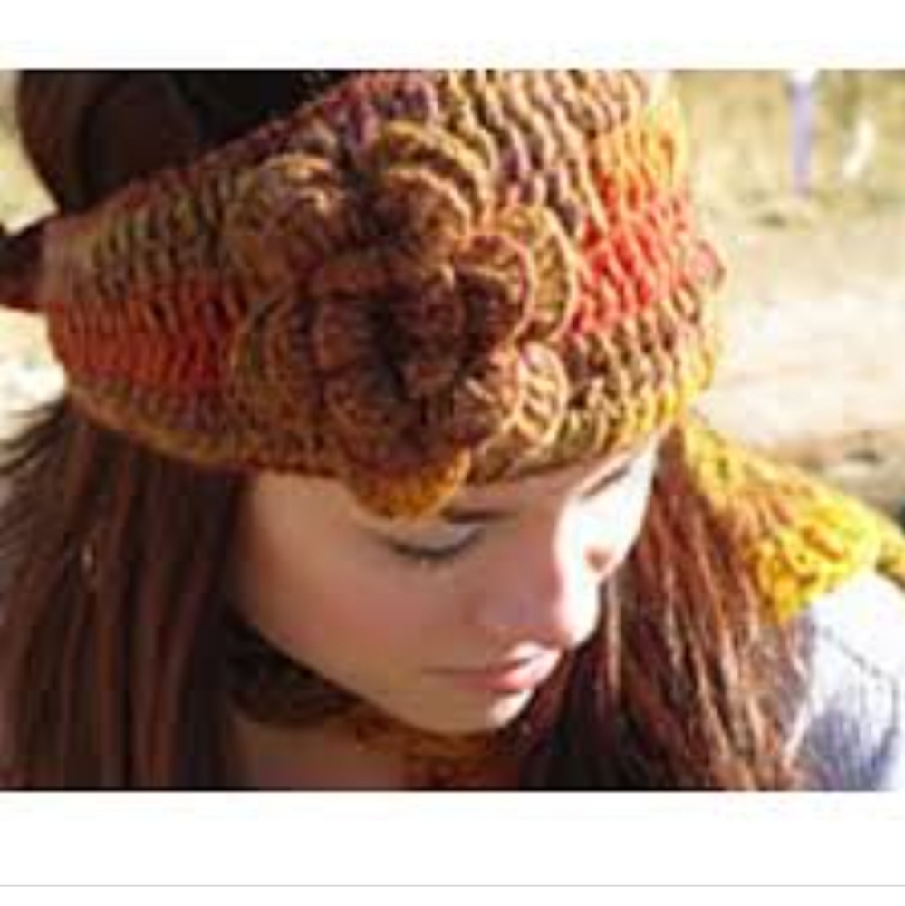 Warm knit head band stylish for keeping warm this winter knited